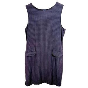 Honors Vintage 90s Navy & Black Gingham Mini Dress Womens Sz Large